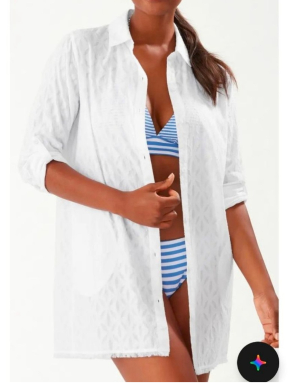 Tommy Bahama White Cotton Cover Up Shirt Dress XS Beach NWOT